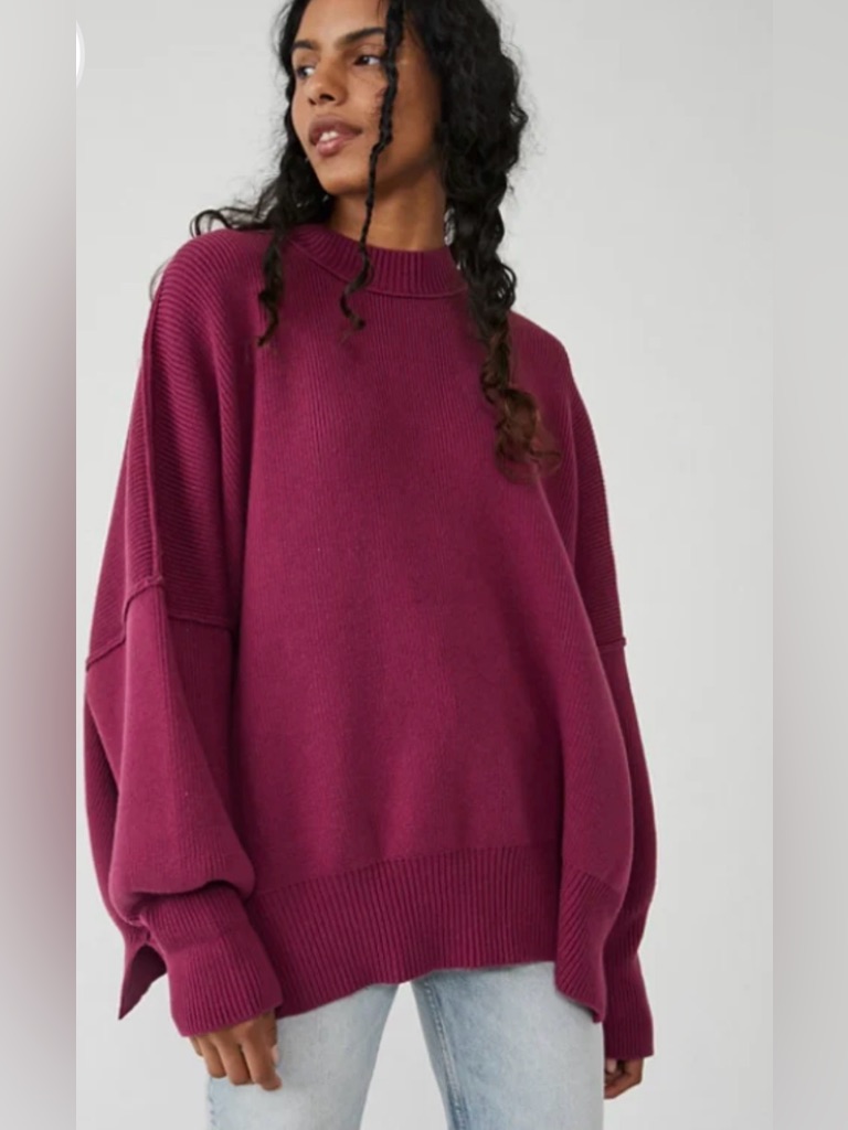 Free People Easy Street Sweater In Berry Plum